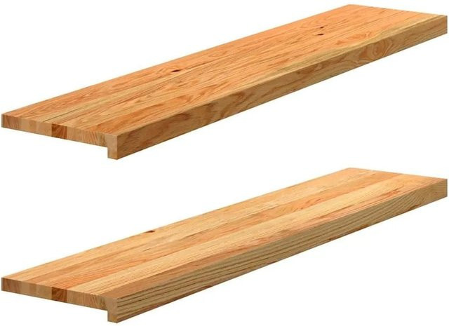 vidaXL Fensterbänke aus Massivholz Eiche, 2 Stück, Hellbraun, B: 120 cm, T: 25 cm, H: 2 cm - Bild 1