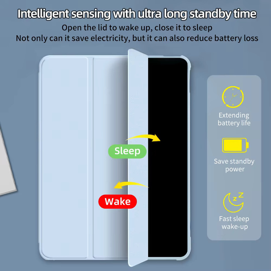DANYCASE Schutzhülle für iPad 10. Generation, Air 4 5 6 und Pro 11/12,9/13 Zoll, 3-fach faltbare Sturzschutzabdeckung, Blau oder Lila - Bild 2