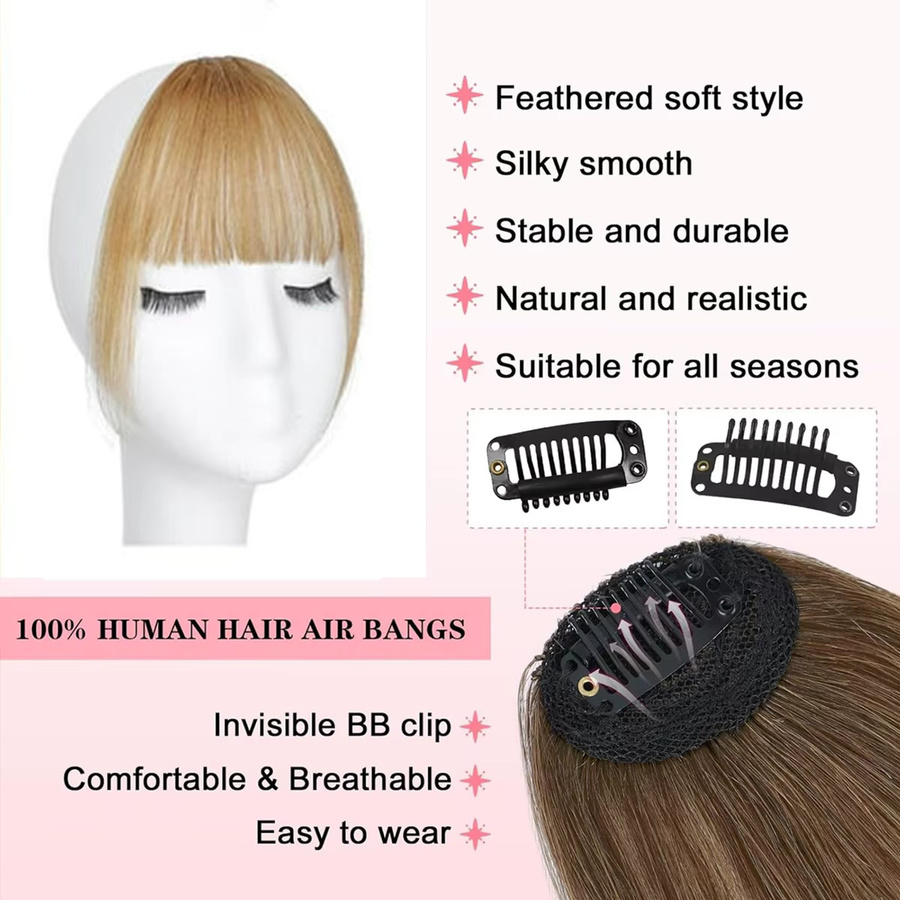 CC YOUNG Wispy French Bangs Echthaar Clip-in Pony mit Bügeln - Bild 2