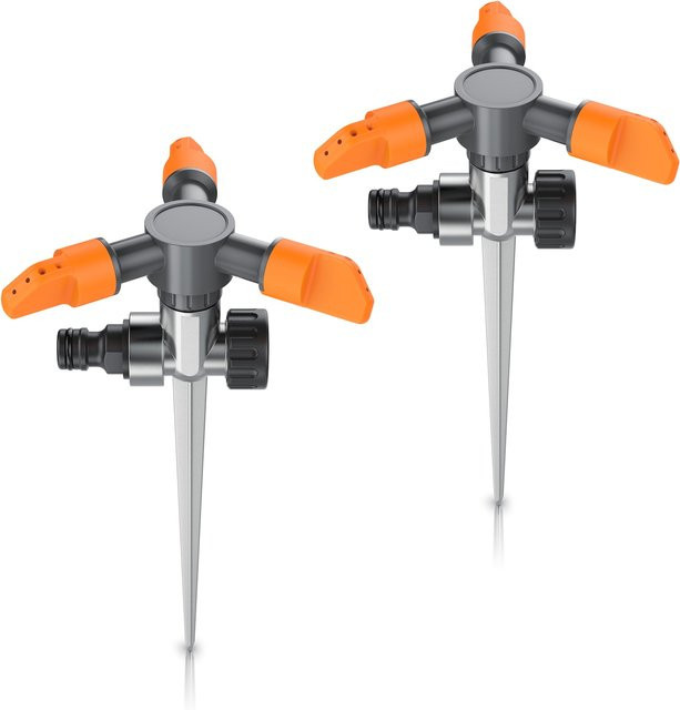 Brandson 2er Set Kreisregner 3-fach Rasensprinkler mit Erdspieß für Flächen bis 150 m² mit 7m Reichweite - Bild 1
