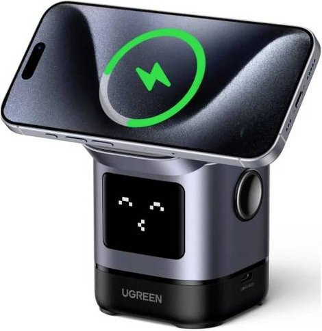 UGREEN Uno W709 2in1 Wireless Netzladegerät mit Qi 2 und MagSafe, 15W, Schwarz und Grau - Bild 2