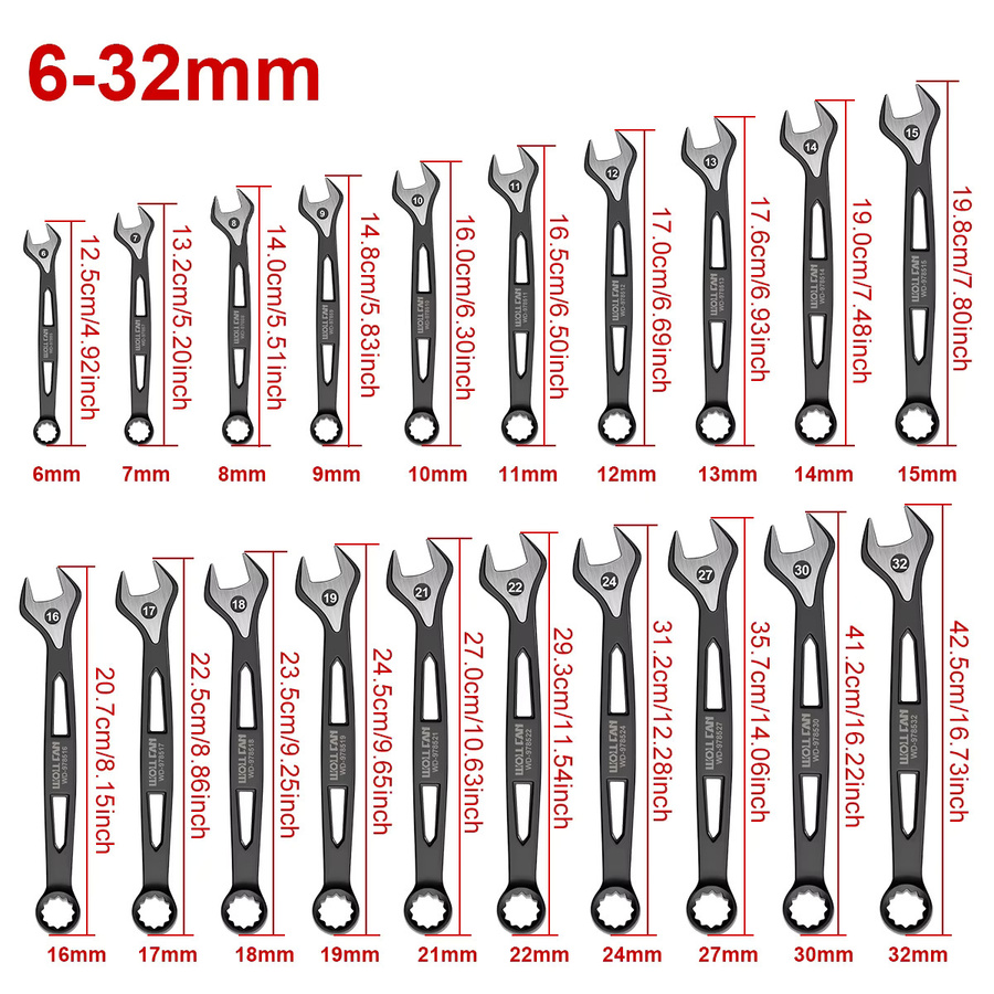 WOZOBUY Ring-Maulschlüssel-Set metrisch, 17 bis 20-teilig, 6–32 mm - Bild 2
