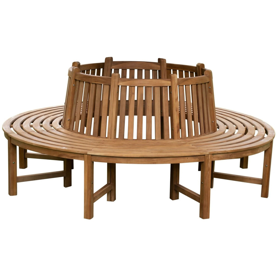 DELUKE Baumbank TINAR aus Teakholz in Braun, kreisrunde Gartenbank mit Lehne, B/T/H: 203 x 203 x 90 cm - Bild 2