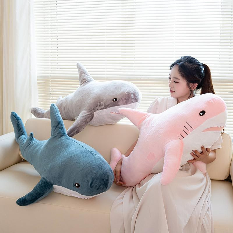 Genius Haifisch Kuschelpuppe, Plüschkissen, Blau Rosa Grau, 45cm, ab 14 Jahre - Bild 1
