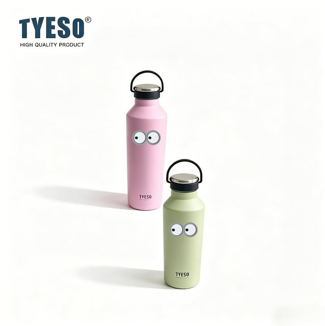 Tyeso Isolierte Wasserflasche mit Griff und Augenmotiv, Vakuum-Thermoskanne in Pink, 750 ml - Bild 1
