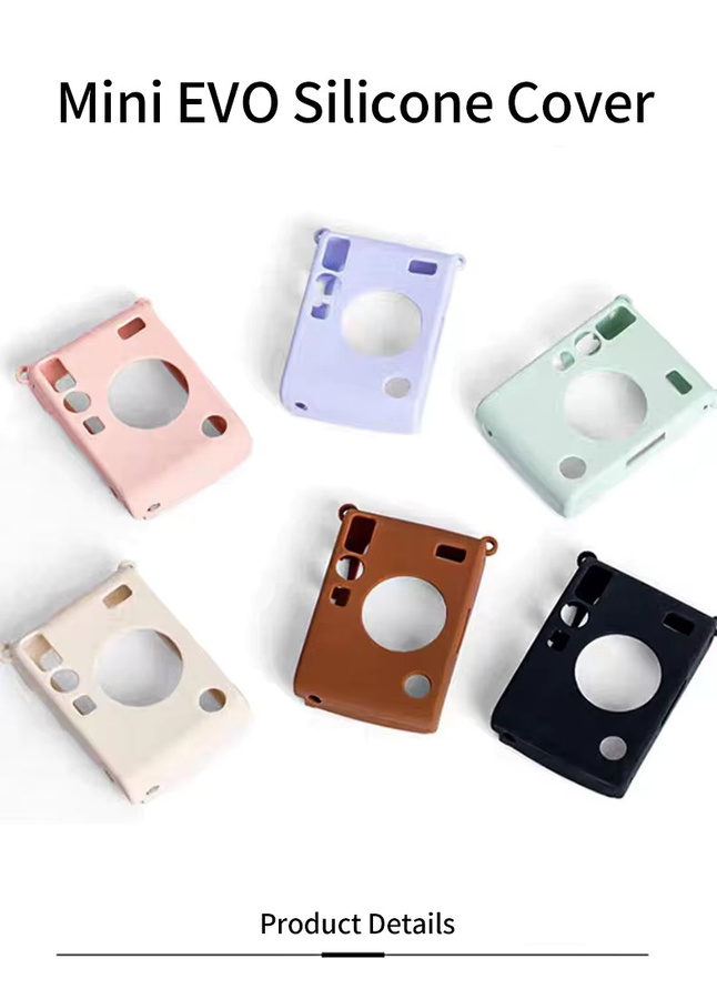 Fujifilm Instax MINI EVO Kamera-Schutzhülle aus weichem Silikon in Schwarz inklusive Schultergurt, staubdicht und wasserdicht - Bild 3