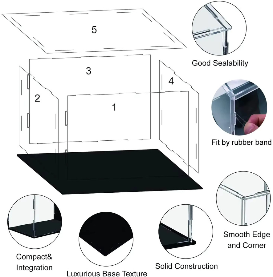 Staubdichte Acryl Vitrine Box in Transparent für Sammlerstücke und Spielzeug Modelle - Bild 2