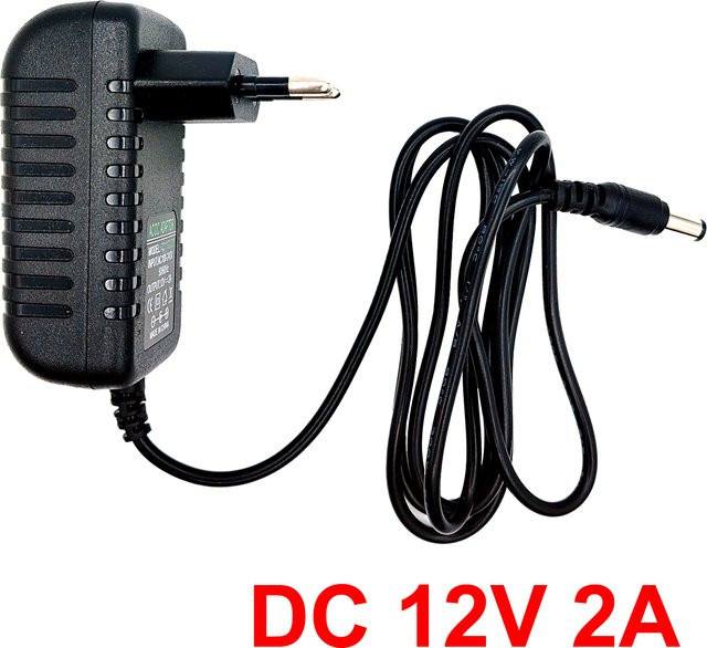 JIENUO Netzteil DC 12V 2A mit Barrel Plug, schwarzer Stromversorgung Adapter Konverter für Kamera, DVR und LED - Bild 1