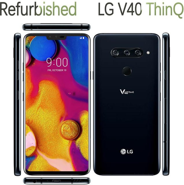 LG V40 ThinQ Smartphone Refurbished Schwarz 64GB ROM 6GB RAM 6,4 Zoll Dual-SIM - Bild 1