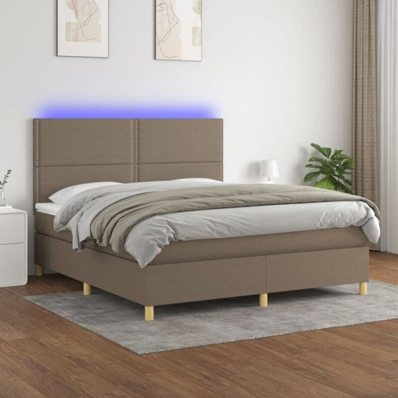 Vidaxl Boxspringbett mit Matratze in Taupe meliert, Stoff und Polyester, B/T/H: 180 x 200 x 128 cm - Bild 1