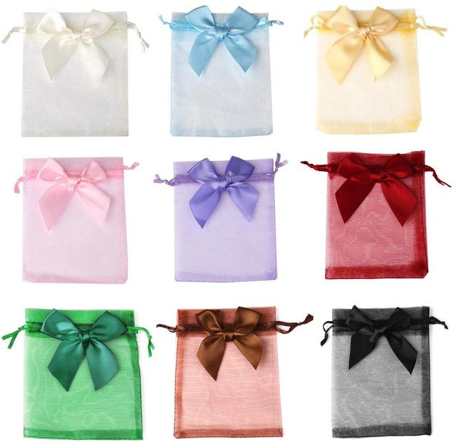 20er Set Chanfar Organza Schmuckbeutel Bunt mit Kordelzug, B/H: 10 x 15 cm - Bild 1