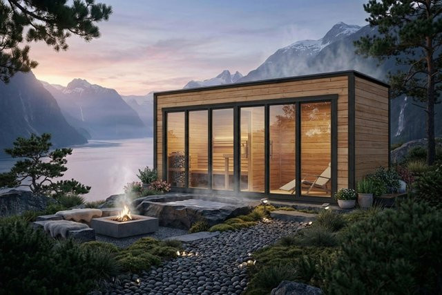 Moderne Gartensauna Lyngen in der Größe B: 5 m x T: 2 m - Bild 1