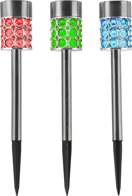 Viva Domo Solar-Stecker Elegance Set mit 3 Stück, Silber und Multicolour RGB, für Garten und Terrasse - Bild 1