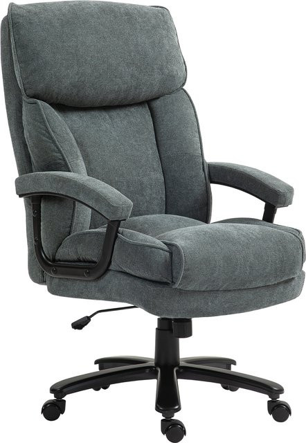 Ergonomischer HOMCOM Bürostuhl in Grau mit Leinenoptik, höhenverstellbar und mit Wippfunktion - Bild 1