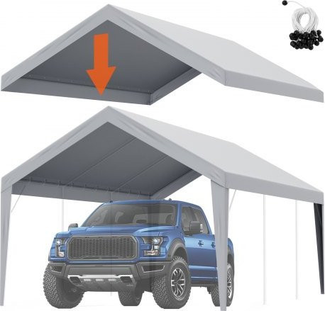 VEVOR Garagenzelt Ersatzdach Grau, wasserdicht und UV-geschützt, Unterstandplane für Garagendachzelt, B/T: 3,6 x 6 m (nur Dachabdeckung, Rahmen nicht im Lieferumfang enthalten) - Bild 1