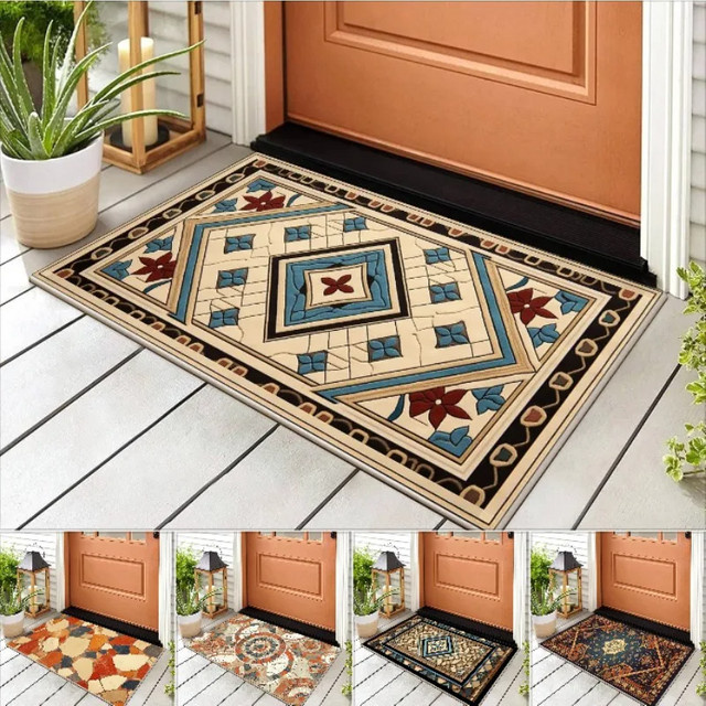 VIKAMA Retro Persische Fußmatte, waschbarer Orient-Teppich für Innen und Außen, B/T: 60 x 40 cm, Mehrfarbig - Bild 1
