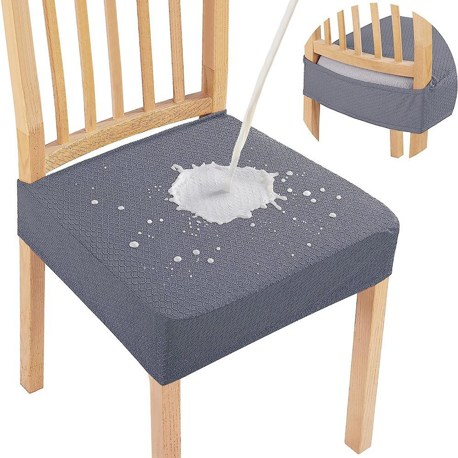 Wasserdichter Sitzbezug für Esszimmerstühle von BRHUIXUE aus Stretch-Jacquard in Braun, 1 Stück - Bild 2
