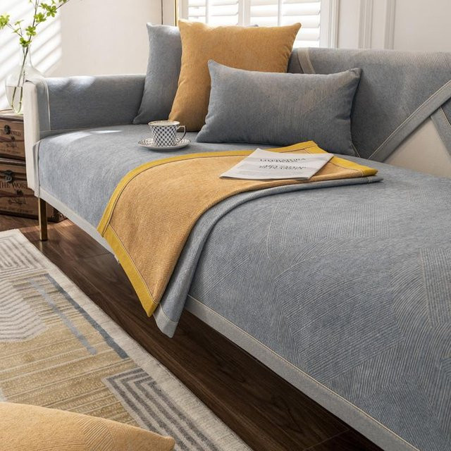 Super Six Chenille-Sofabezug in Blau, rutschfeste Sofa-Schutzmatte aus Polyester und Mikrofaser, 70 x 70 cm - Bild 1