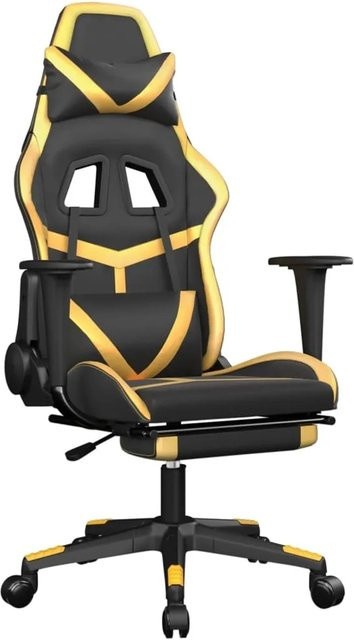 vidaXL Gaming-Stuhl Modell 7 in Schwarz und Gold aus Kunstleder mit Fußstütze und Kopfstütze - Bild 1