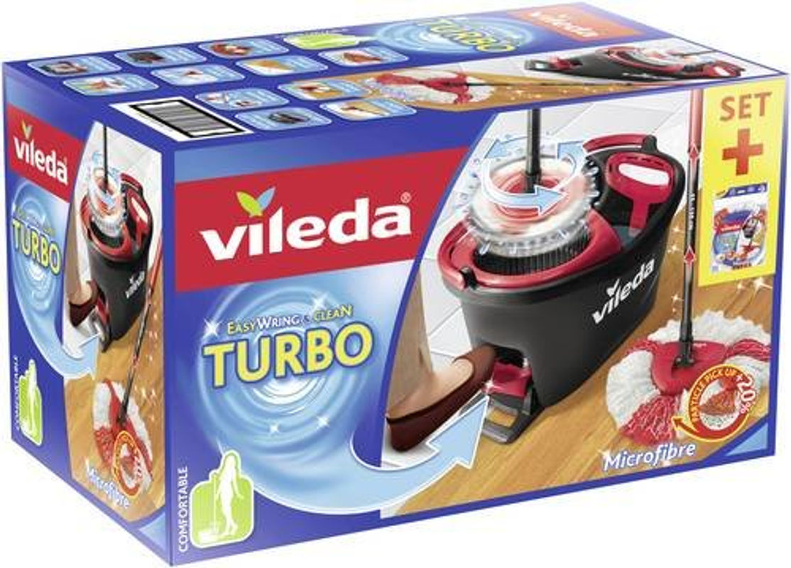 Vileda Turbo Box Wisch-Set mit Turbo Refill Microfibre 2in1 Ersatzkopf in Rot/Weiß - Bild 4