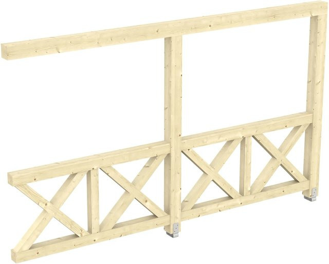 Skan Holz Seitenwand Andreaskreuz aus Fichtenholz in Natur, B/H: 78,5 x 210 cm - Bild 1