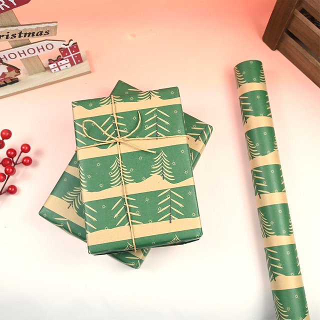 Grünes Weihnachts-Geschenkpapier für Weihnachten, Geburtstage, Hochzeiten und Partys, 1 Rolle - Bild 1