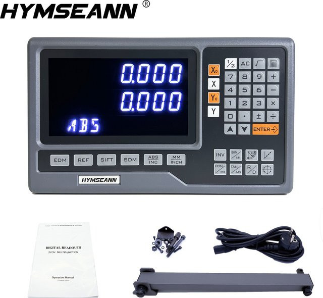 HYMSEANN HS800-2P Digitale 2-Achsen-Anzeige für Drehmaschinen und Fräsmaschinen mit optischen Linearskalen und Magnetsensoren, Grau - Bild 1