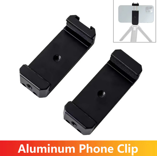 EXSKOF Smartphone Halterung aus Aluminiumlegierung in Schwarz mit 1/4 Zoll Gewinde für Stativ und Tripod - Bild 1