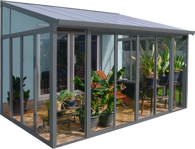 Palram - Canopia SanRemo Wintergarten Anthrazit mit Polycarbonat und abschließbaren Doppelschiebetüren L x B x H: 295 x 425 x 212 cm - Bild 2