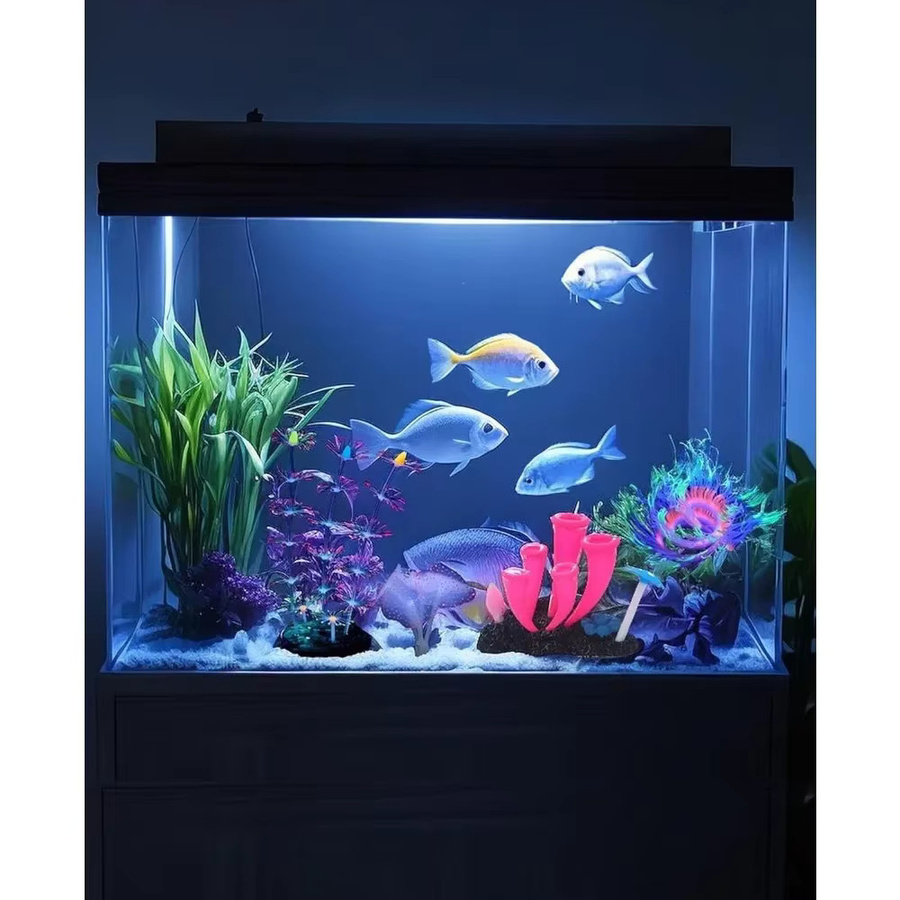 ZHUOJI Aquarium-Dekoration aus Silikon mit Fluoreszenz-Effekt in Pink und Multicolour als künstliche Korallenriffpflanze für Aquarienfische - Bild 2