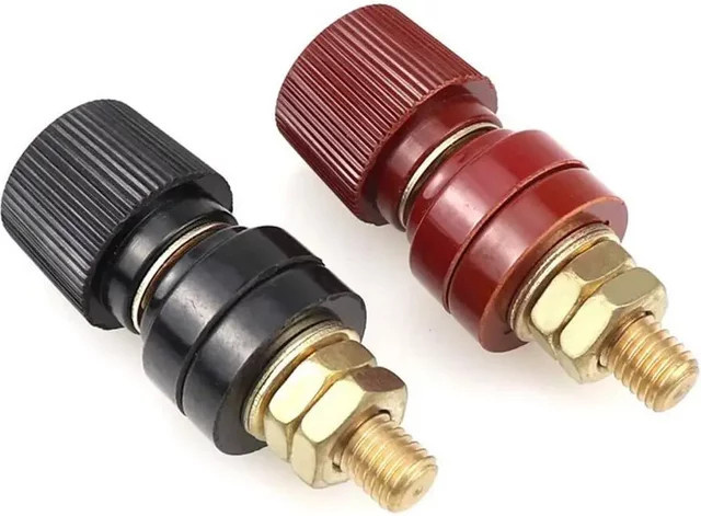 Premium Messingbolzen Batterieklemmen Set in Schwarz und Rot für 6/8 mm Remote Battery Power Junction Post Connectors, 1 Stück - Bild 1