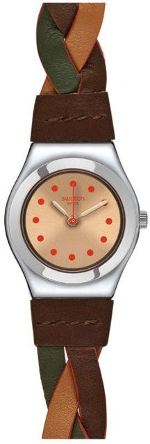 Swatch Armbanduhr, Quarz, Edelstahlgehäuse, 25 mm, Lederarmband, Damen - Bild 1