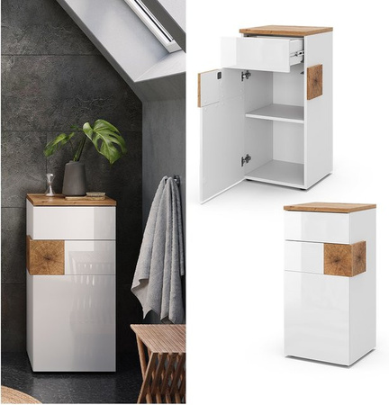 Vicco Midischrank Eden Badschrank in Weiß Hochglanz, B/H: 40 x 84 cm