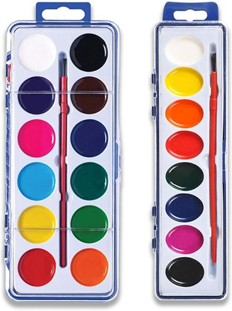 Waschbares Aquarellfarben-Set mit Wasserpinsel und Palette in Multicolour für Kinder - Bild 1