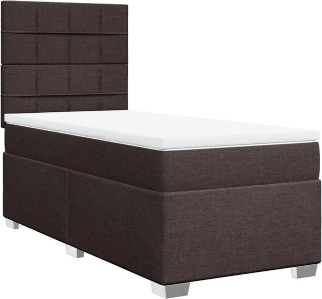 vidaXL Boxspringbett Hybrid mit Matratze und USB-Ladeport, Dunkelbraun, B/T/H: 80 x 200 x 150,5 cm - Bild 1