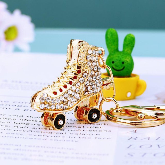 Rd lala Schlüsselanhänger Kristall Strass, Rollschuh, Weiß, Damen - Bild 1