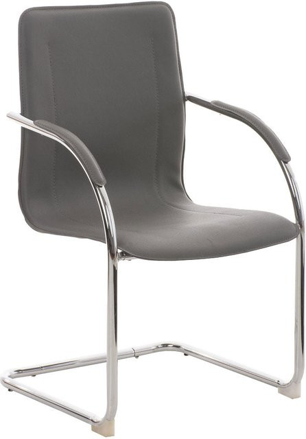 TPFLiving Besucherstuhl Meli Two in Grau mit Kunstleder und Metallgestell in Chromoptik - Bild 1