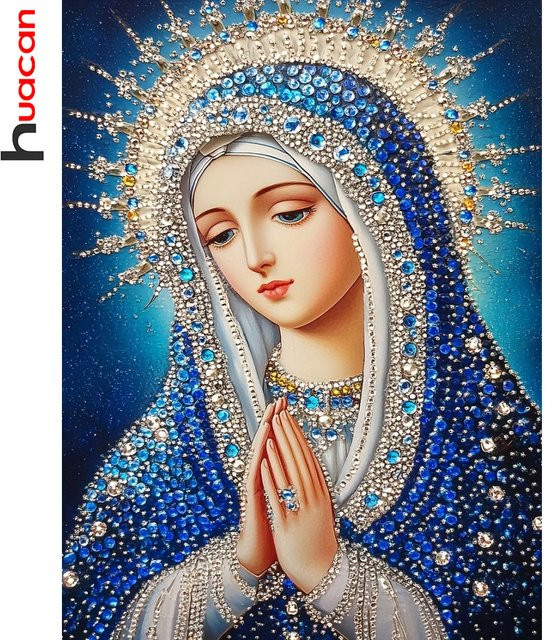 Huacan 5D DIY Diamantmalerei Porträt als Mosaik-Stickerei mit Vollbohrern - Bild 1