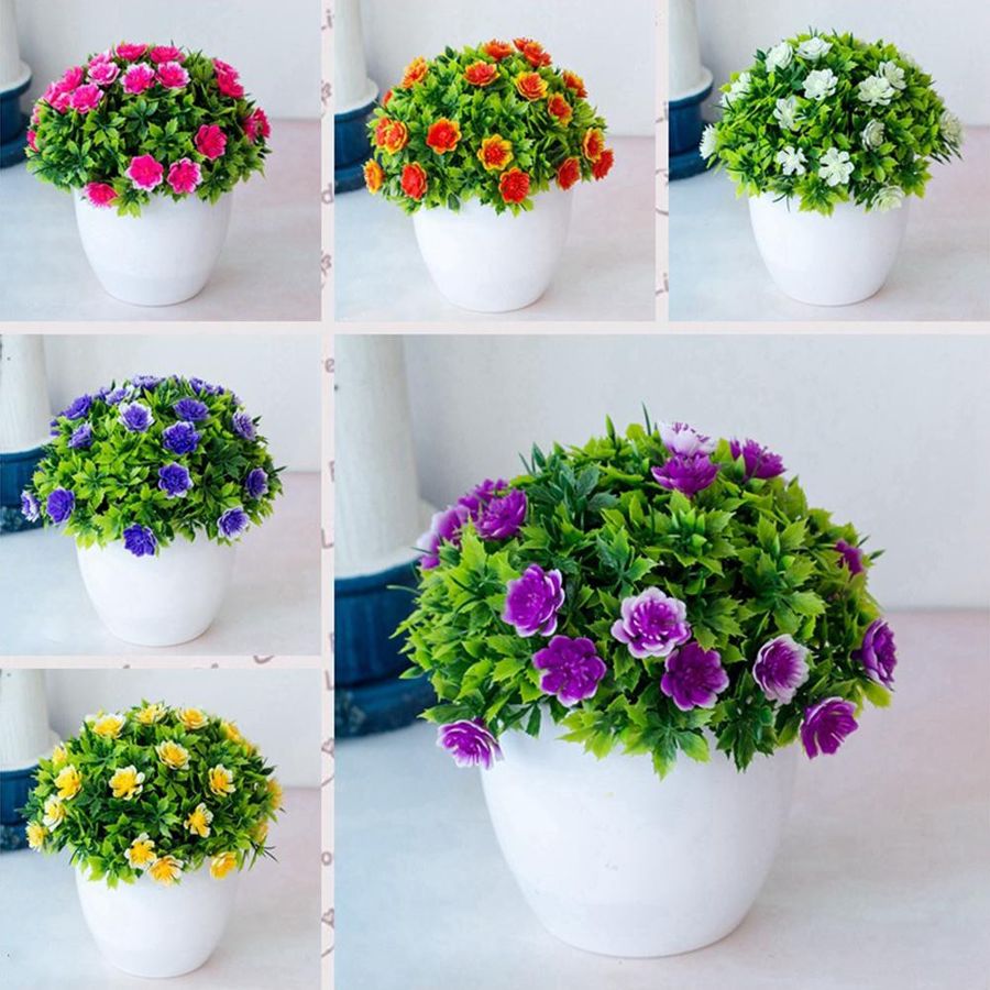 Künstliche Topfpflanze Sea of flowers in Rosa im Retro-Design für Indoor und Outdoor - Bild 2