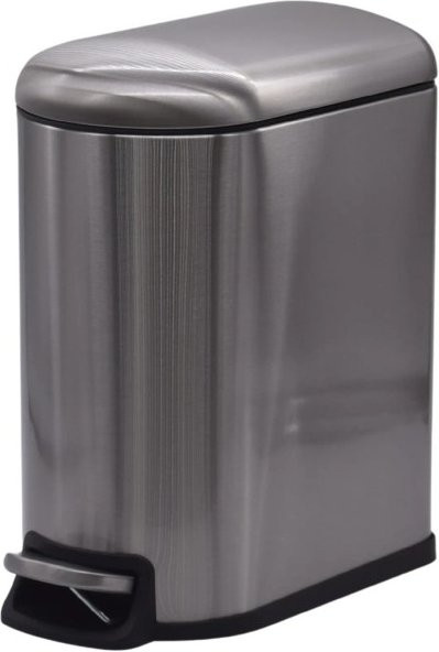 Euroshowers Kosmetikeimer Classic Pedaleimer aus Metall in Silber mit herausnehmbarem Inneneimer, 5 Liter - Bild 1