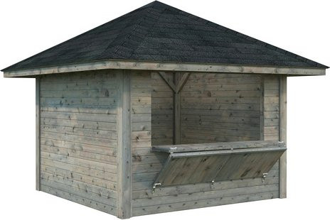 Marktstand Palmako Bianca Set 104 aus Fichtenholz in Grau mit Pyramidendach, B/T/H: 300 x 300 x 319 cm - Bild 1