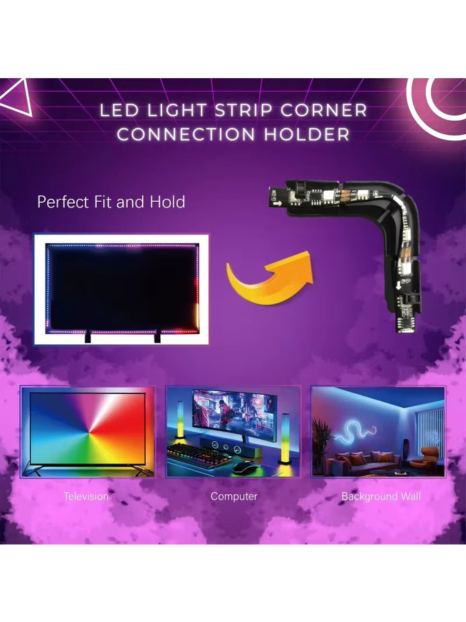 BOXPUT 4 Stück L-förmige LED-Lichtstreifen-Eckverbinder Halterung in Weiß, lötfreie und lückenlose Verbindung für SMD 5050 LED-Streifen aus Kunststoff - Bild 6