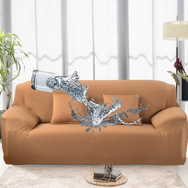 Wasserdichter Stretch-Sofabezug für 2-Sitzer in Braun, auslaufsicherer Möbelschutz für Kinder und Haustiere von Household supplies MH, Breite: 145-190 cm - Bild 1