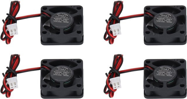 4er-Set 3010 DC Bürstenloser Mini-Lüfter mit 2-Pin Anschluss, 24V, Schwarz, Geräuscharm zur Kühlung für 3D-Drucker Extruder Hot End V6 V5 und CPU - Bild 1