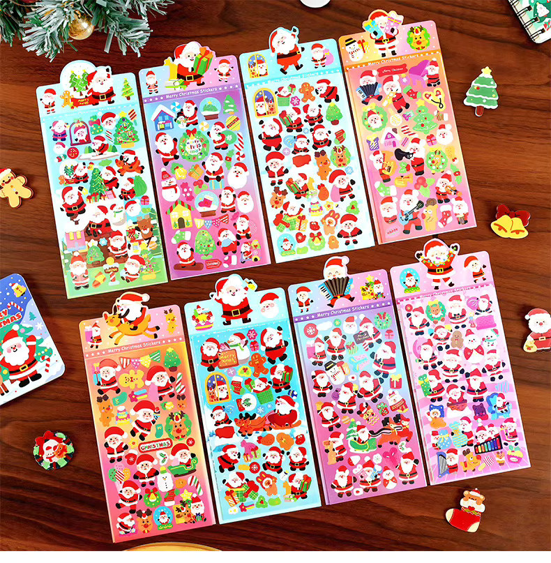 Weihnachten Goo Kartenaufkleber für Kinder, dekorative und wasserfeste DIY selbstklebende Aufkleber in Multicolor und Weiß - Bild 3
