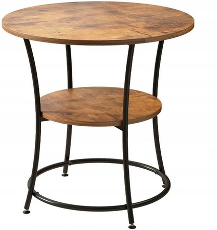 Rebiko Industrieller Runder Couchtisch mit Ablagefläche in Braun und Schwarz, Durchmesser: 55 cm
