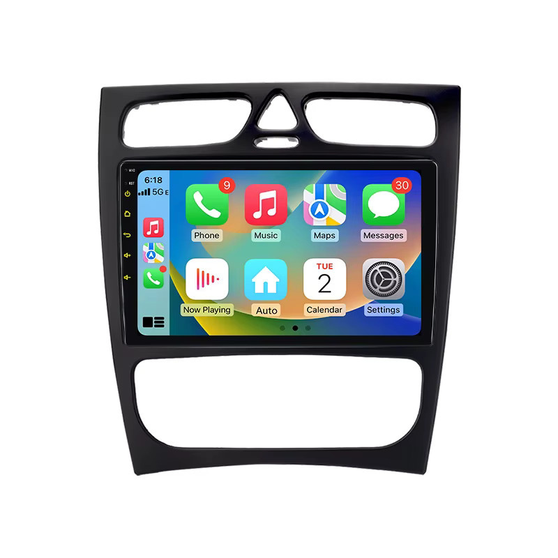 Junsun Android 15 Autoradio mit 9 Zoll IPS-Bildschirm für Mercedes Benz C-Klasse CLK-Klasse W203 W209 S203 A209 (2000-2005), kabelloses Apple CarPlay, Stereo-Multimedia-Videoplayer, Schwarz - Bild 6