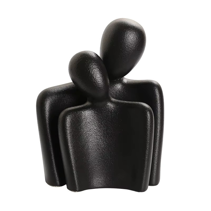 DEANSEN Keramik Statue Abstrakte Umarmung Paar Figur als Modernes Wohnzimmer Ornament - Bild 3