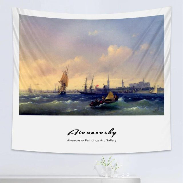 Nordischer Stil Ölgemälde Wandteppich in Mehrfarbig von JMG Household Supplies, Boho Wandbehang für Schlafzimmer und Wohnraum, Breite: 95 cm, Höhe: 70 cm - Bild 1