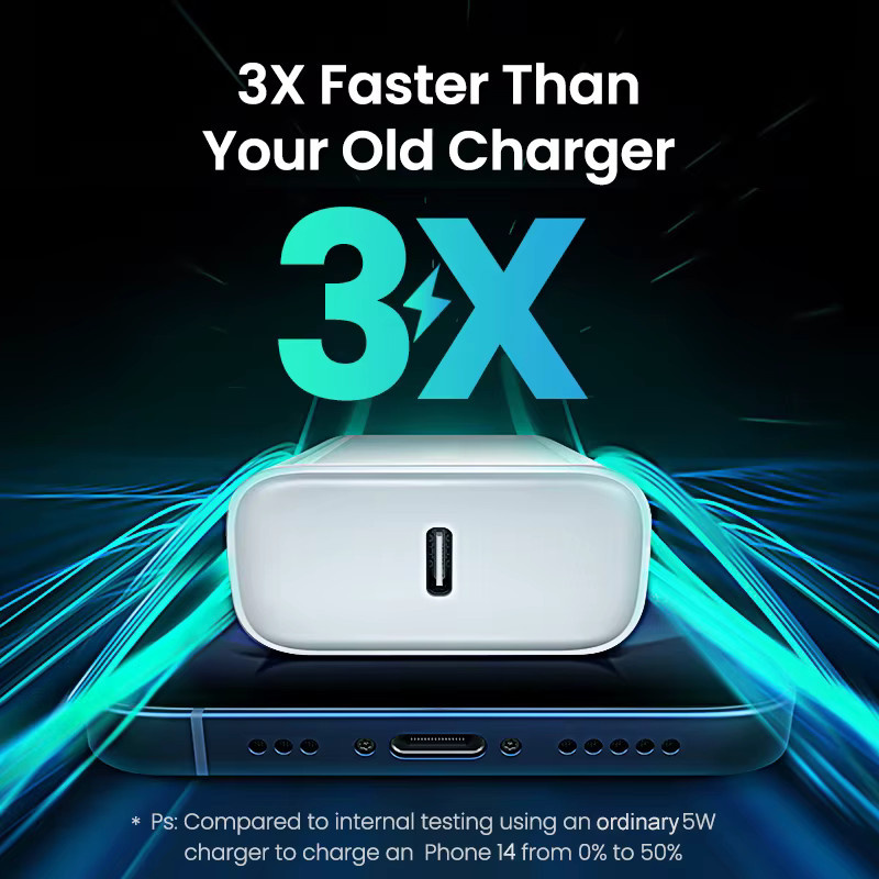 40W USB-C PD Schnellladegerät mit USB-C Kabel für iPhone 16 15 14 13 12 11 Pro Max Plus in Weiß - Bild 3